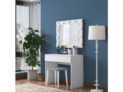 Kozmetický stolík so zrkadlom FINGER, biela
