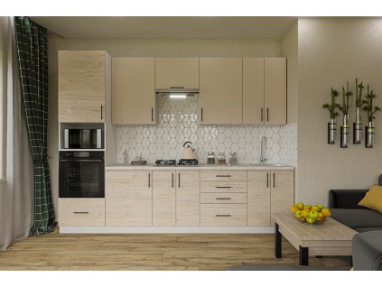 Moderná kuchyňa 280 cm HORIZON 1, satin/light rockford hickory