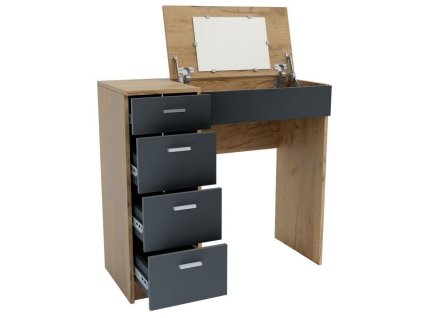 Toaletný & písací stolík GLAMOR, dub kraft zlatý/grafit grey