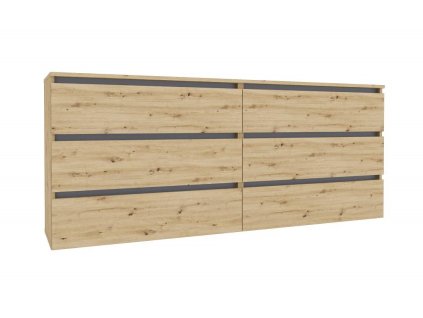 Šuplíková komoda 1800 LIFE, Oak Artisan / Grafite grey