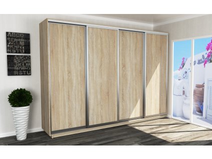 Štvordverová šatníková skriňa Š300/v240 LUNATA, dub sonoma