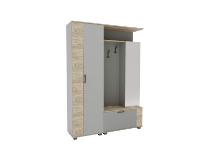 Predsieňová stena so zrkadlom MIRAI, Chincilla grey / Grey craft oak