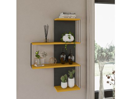 Nástenná polica LAMA, žltá / antracit