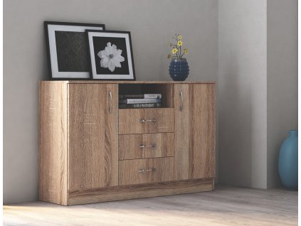 Dvojdverová komoda so zásuvkami-dub Sonoma ENIJA