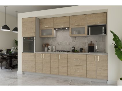 Kuchynská linka 300 NOEMI 79, dub saténový