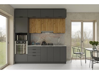 Štýlová kuchyňa 240 DENIS, grafit/dub craft