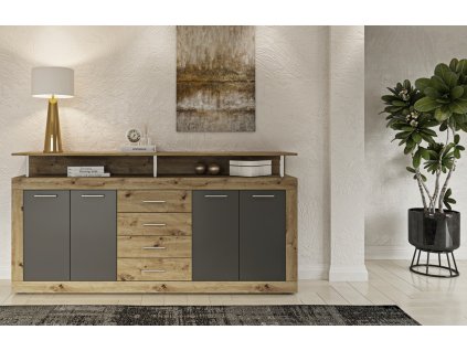 Komoda PRAHA, dub artisan-antracit