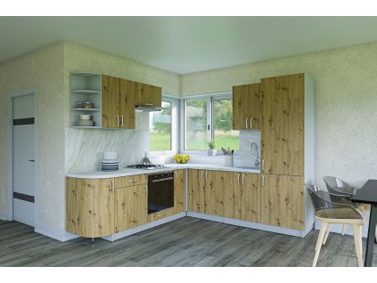 Rohová kuchyňa 240/260 PREMIERE, dub Artisan
