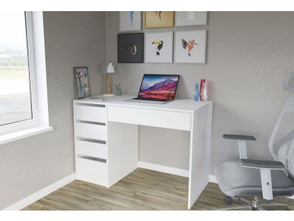 Pracovný stôl so zásuvkami 110 ľavý PROMAN, farba biela mat