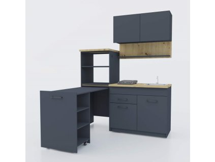 Rozkladacia kuchynská linka s drezom 160 FEEL, Antracit / Artisan