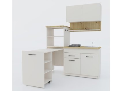 Rozkladacia kuchynská linka s drezom 160 FEEL, Satin / Artisan