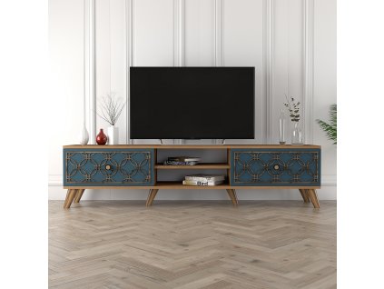 Luxusný TV stolík MONK, orech / chalcedóny