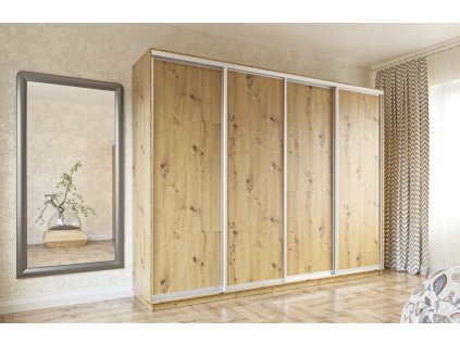 Štvordverová šatníková skriňa Š280/v220 SIGAMI, dub Artisan