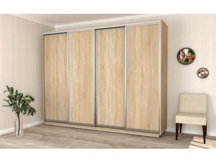 Štvordverová šatníková skriňa Š280/v220 SIGAMI, dub sonoma