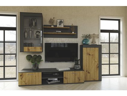 Obývacia zostava VITAL II, antracit/dub Artisan