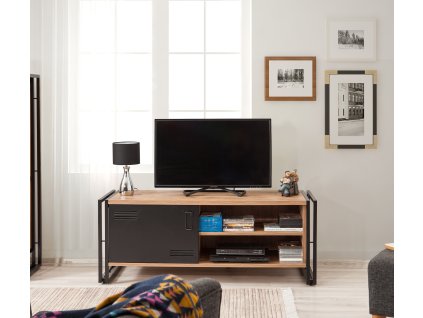 TV stolík na nožičkách CHIP, borovica/čierna