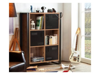 Policový regál SALLY, borovica/čierna