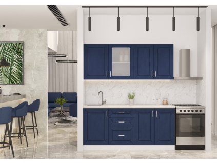 Vintage kuchynská linka z MDF BARDIS 180, zafírová/biela