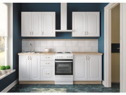 Kuchynská linka 180 MADONNA, biely mat-dub sonoma