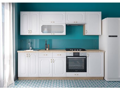 Kuchynská linka 250 MADONNA, biely mat-dub sonoma