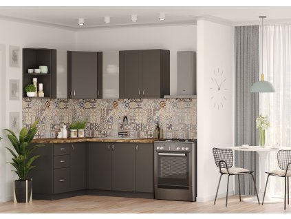 Rohová kuchynská linka BERHIL, antracit