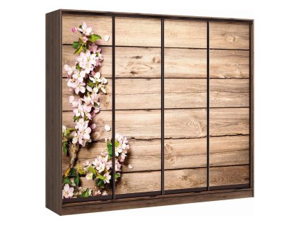 Šatníková skriňa s posuv. dverami 280 RICCIE, farba orech Macadamia/folia