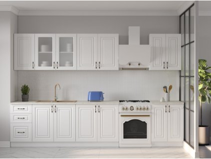 Kuchynská linka MDF LINCOLN 260, biele drevo/biela