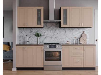 Vintage kuchynská linka MDF RIZAM 200, cappuccino/wenge