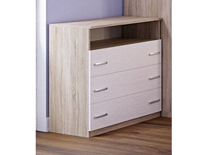 Komoda-dub Sonoma STANA, biele drevo