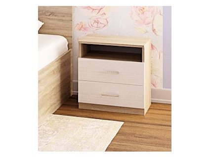 Nočný stolík-dub Sonoma STANA, biele drevo