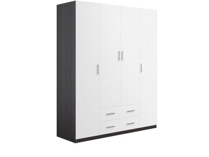 Šatníková skriňa STANA, biele drevo-wenge