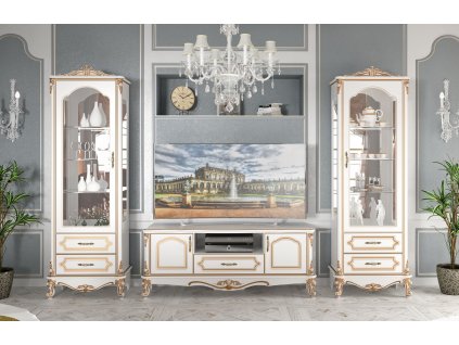 Luxusná obývacia zostava GOLDEN, bielo zlatá