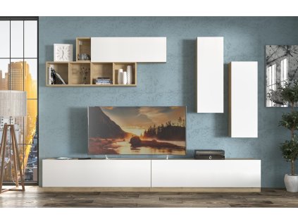 Obývacia stena KALIA, dub artisan/biela