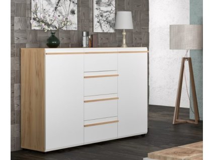 Komoda so zásuvkami ROVER, buk-biela matná