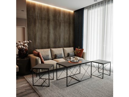 Súprava konferenčných stolíkov VELMA, antracit / čierna