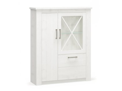 Dvojdverová komoda s vitrínou OLEXIA, borovica andersen