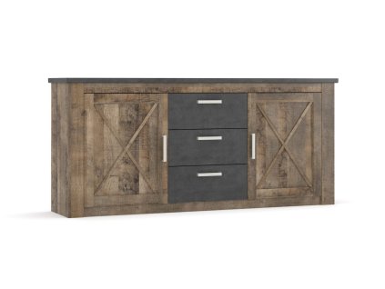 Dvojdverová komoda so šuplíkmi OLEXIA, dub kolonial-matera