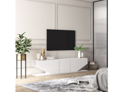 TV stolík s dvierkami EMERALD, biela