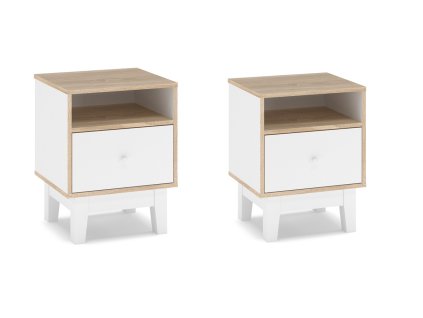 Sada nočných stolíkov AXEL, dub samoa/biela
