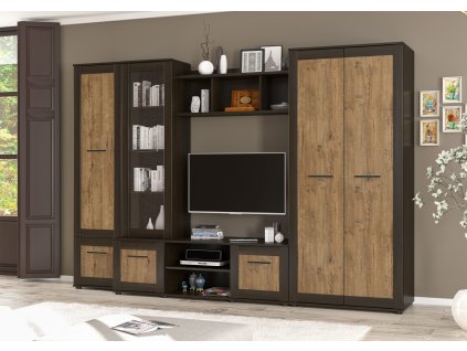 Elegantná obývacia stena NOKA, wenge, dub april