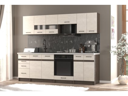 Kuchynská linka 240 LOVENA, dub ristretto/kameň