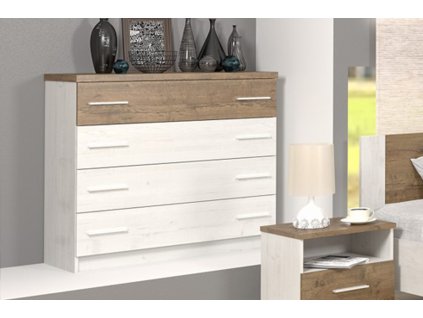 Komoda so 4-šuplíkmi REBEKA, borovica andersen/dub april