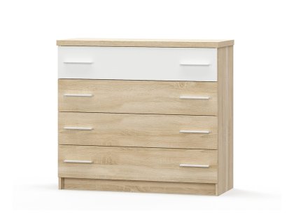 Komoda so 4-šuplíkmi REBEKA, dub sonoma/biela
