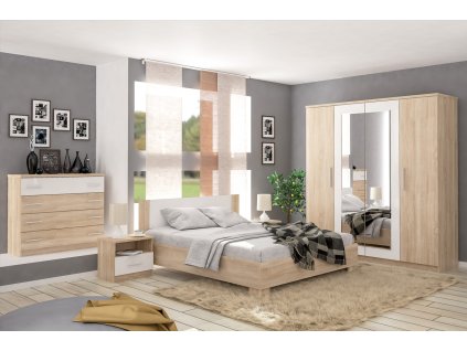 Moderná spálňa REBEKA, dub sonoma/biela