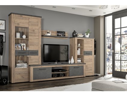 Veľká obývacia stena MONIKA, dub tabako-matera