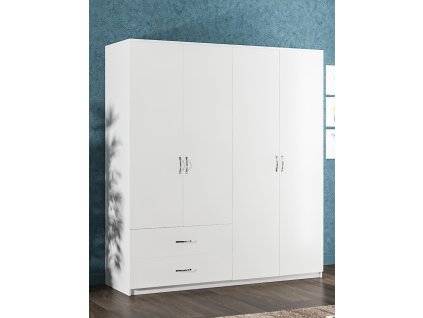 Štvordverová šatníková skriňa BEATRIS, biela