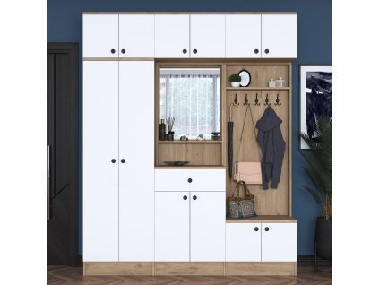 Predsieňová stena CAPE, biela/orech