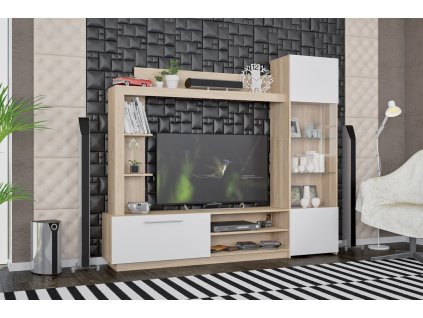 Obývacia stena dub sonoma VLASTA, biela