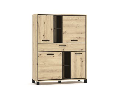 Kombinovaná vysoká komoda ZOLNA, dub artisan/wenge
