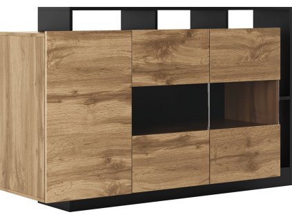 Komoda 3D KALI, apaláčsky dub/antracit